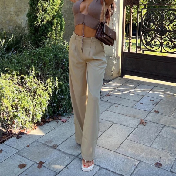 Princess Polly Archer Pants Taupe Size 8 - Picture 2 of 4